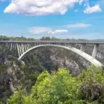 Bloukrans Bridge along the Garden Route in South Africa. An arch bridge famous for bungee jumping