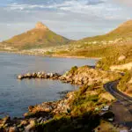 Chapman's Peak Drive on the Cape Peninsula near Cape Town in South Africa on a bright and sunny afternoon Cape Town, road trip Chapman's peak drive at sunset