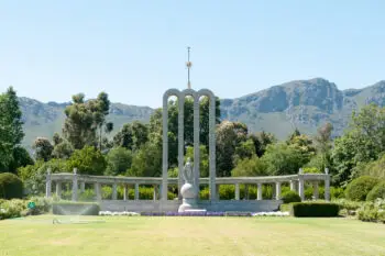 Huguenot monument in Franchoek in the Western Cape Province of South Africa commemorating the arrival of the French Huegenots in the 17th century