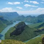 Panorama Route South Africa, Blyde river canyon with the three rondavels, impressive view of three rondavels and the Blyde river canyon in South Africa.