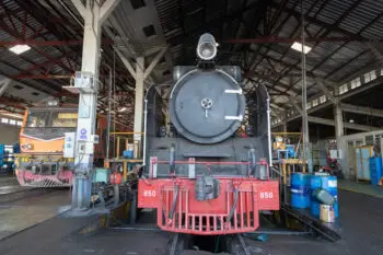 The train's diesel engine, railway