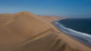 The vast desert landscape of Walvis in Namibia under a clear sky
