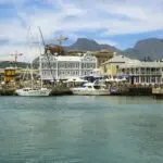 CAPE TOWN,SOUTH AFRICA-DECEMBER, 29:Victoria and Alfred Waterfront, harbor with recreation boats, shops, restaurants and Table Mountain on background on December 7, 2014 in Cape Town, South Africa.